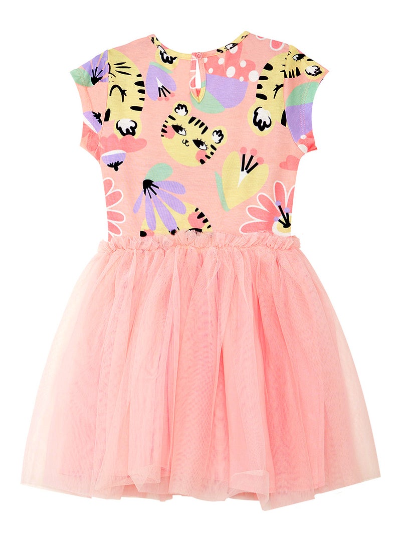 Denokids Leo&Flowers Girl Pink Tulle Dress - Image 4